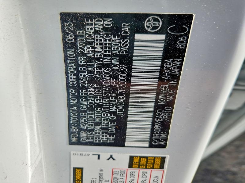 Aukcja sprzedaży 2023 Toyota Prius, vin: JTDADABU7P3005039, numer aukcji: 60887576