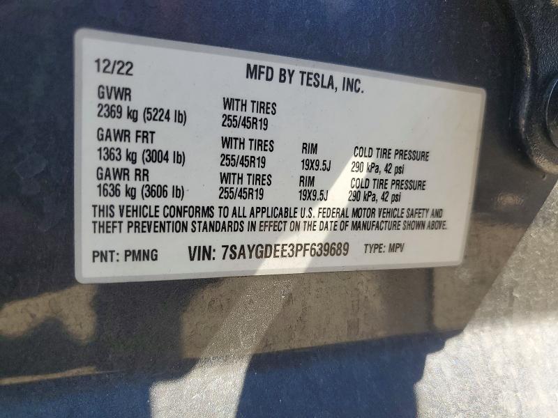 61148576 :رقم المزاد ، 7SAYGDEE3PF639689 vin ، 2023 Tesla Model Y مزاد بيع