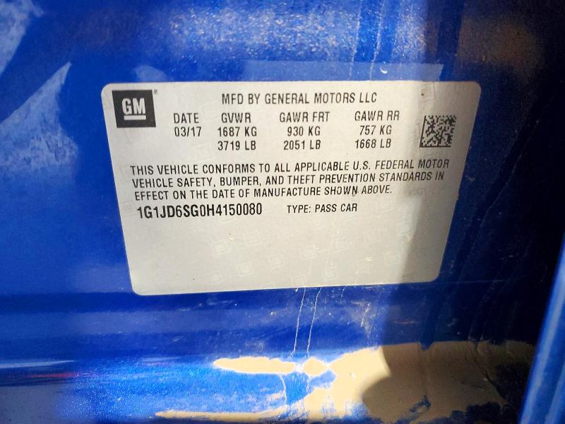 Продажа на аукционе авто 2017 Chevrolet Sonic, vin: 1G1JD6SG0H4150080, номер лота: 79133565