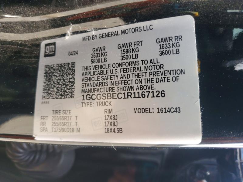 Aukcja sprzedaży 2024 Chevrolet Colorado, vin: 1GCGSBEC1R1167126, numer aukcji: 59304356
