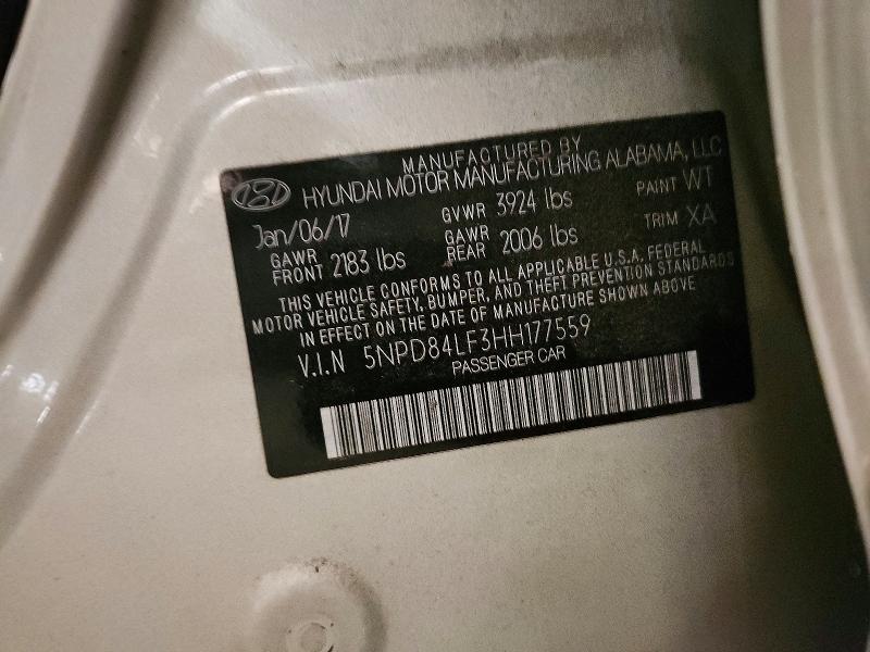 61966266 :رقم المزاد ، 5NPD84LF3HH177559 vin ، 2017 Hyundai Elantra مزاد بيع