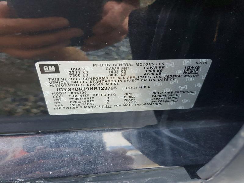 60944376 :رقم المزاد ، 1GYS4BKJ9HR123795 vin ، 2017 Cadillac Escalade مزاد بيع