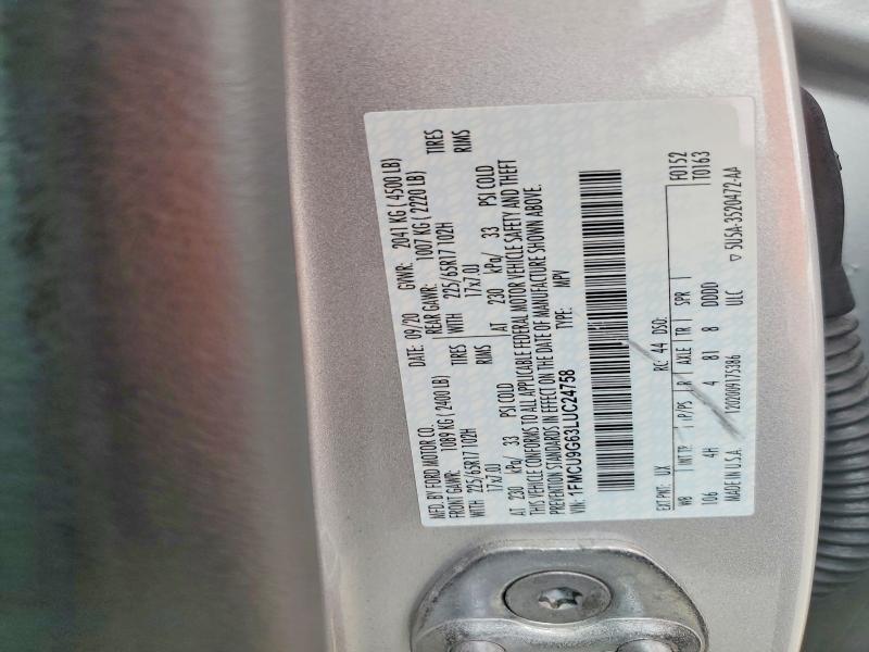Продаж на аукціоні авто 2020 Ford Escape, vin: 1FMCU9G63LUC24758, номер лоту: 62944366
