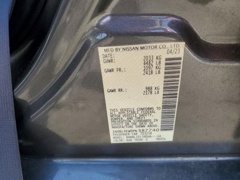 2023 Nissan Altima მანქანა იყიდება აუქციონზე, vin: 1N4BL4EW0PN387740, აუქციონის ნომერი: 61845216