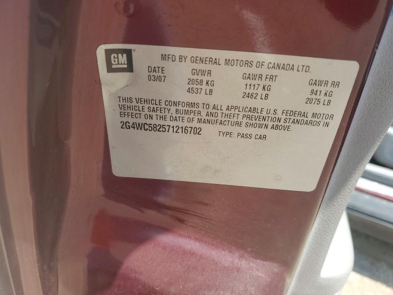 2007 Buick Lacrosse მანქანა იყიდება აუქციონზე, vin: 2G4WC582571216702, აუქციონის ნომერი: 61111936