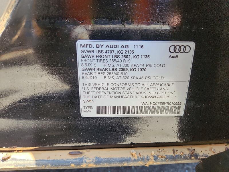 Aukcja sprzedaży 2017 Audi Q3, vin: WA1HCCFS6HR010599, numer aukcji: 61674106