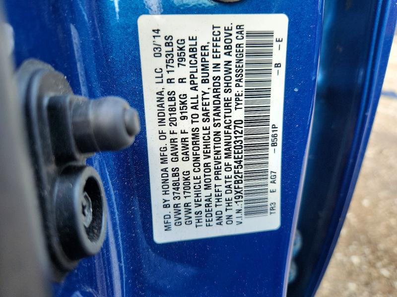 Aukcja sprzedaży 2014 Honda Civic, vin: 19XFB2F54EE031270, numer aukcji: 63053266