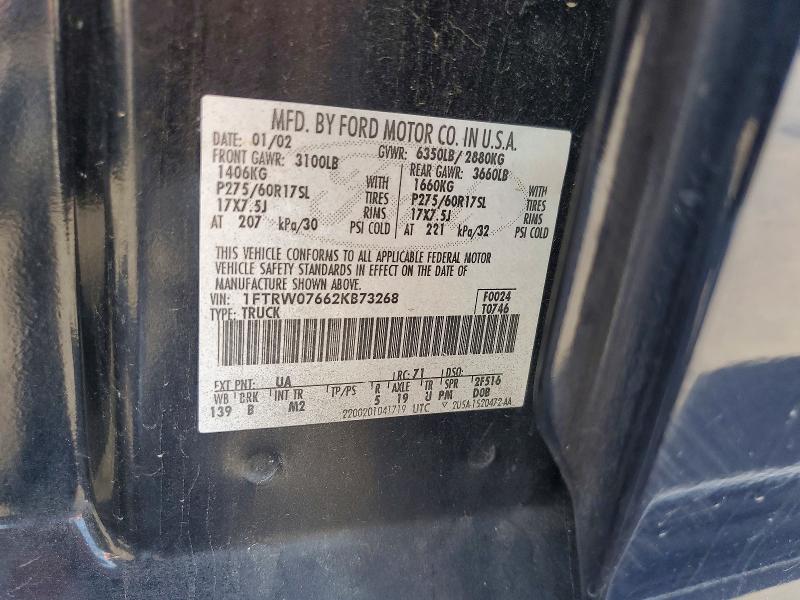 Продажа на аукционе авто 2002 Ford F150, vin: 1FTRW07662KB73268, номер лота: 60409056