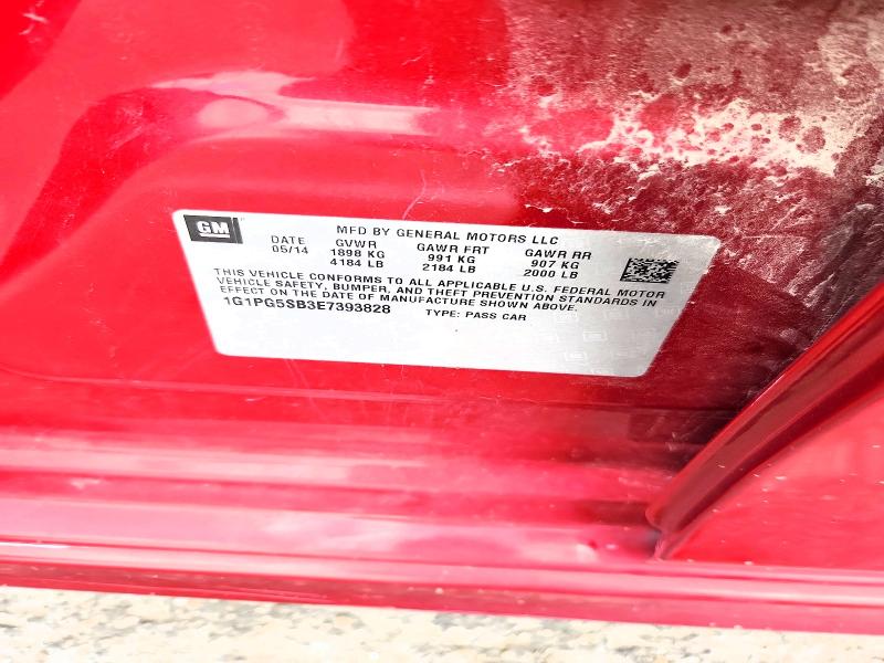 61083316 :رقم المزاد ، 1G1PG5SB3E7393828 vin ، 2014 Chevrolet Cruze مزاد بيع