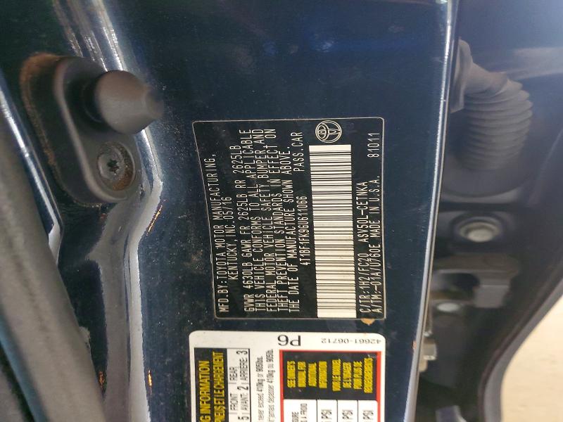 Aukcja sprzedaży 2016 Toyota Camry, vin: 4T1BF1FK9GU611066, numer aukcji: 60149806