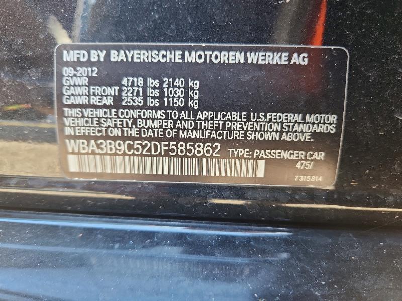 59403316 :رقم المزاد ، WBA3B9C52DF585862 vin ، 2013 Bmw 335 مزاد بيع