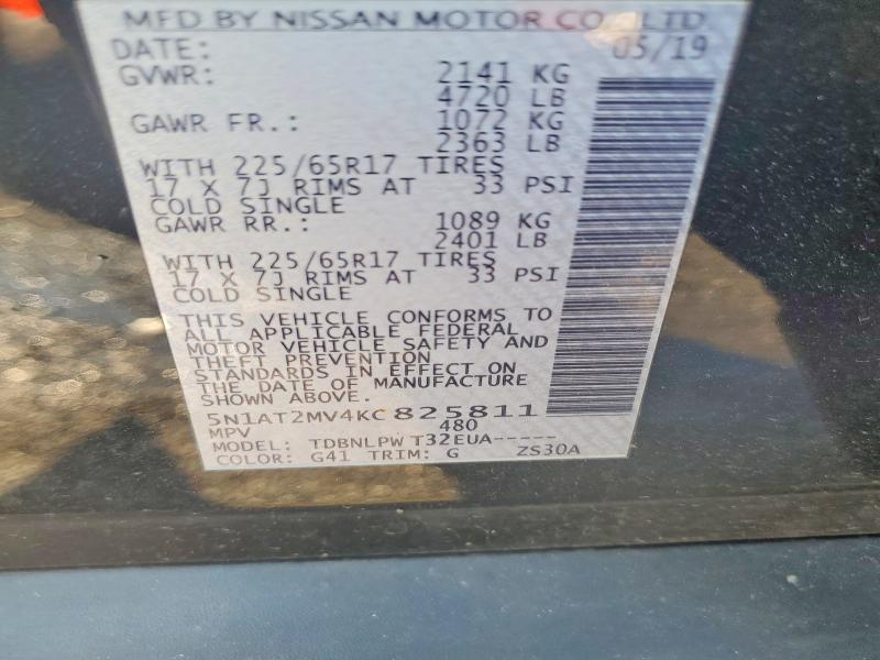 Продаж на аукціоні авто 2019 Nissan Rogue, vin: 5N1AT2MV4KC825811, номер лоту: 60250606