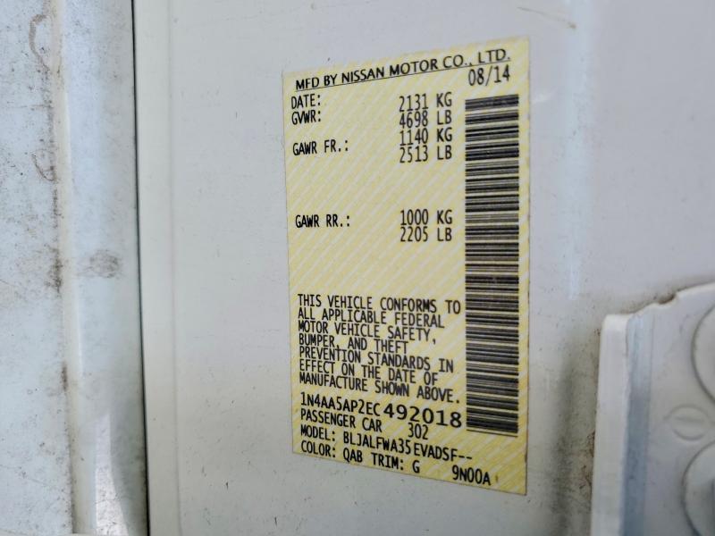 60080536 :رقم المزاد ، 1N4AA5AP2EC492018 vin ، 2014 Nissan Maxima مزاد بيع