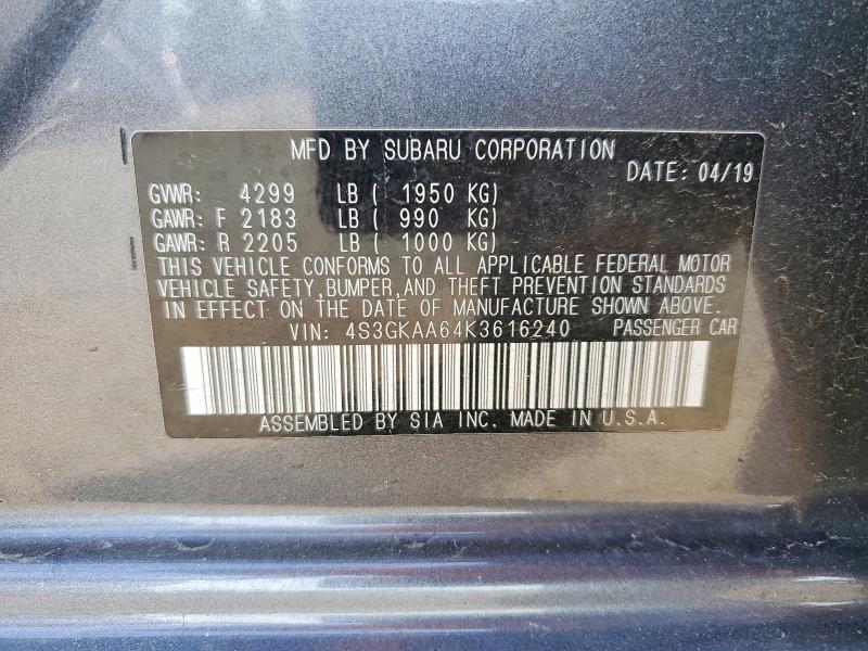 Продажа на аукционе авто 2019 Subaru Impreza, vin: 4S3GKAA64K3616240, номер лота: 60020286