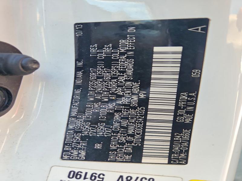 2014 Toyota Sienna მანქანა იყიდება აუქციონზე, vin: 5TDYK3DC6ES421325, აუქციონის ნომერი: 60034286