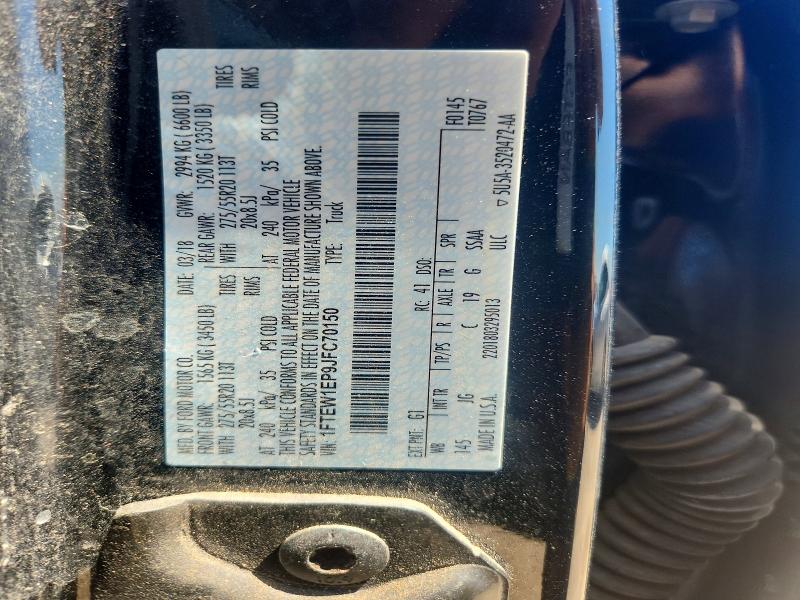 61199566 :رقم المزاد ، 1FTEW1EP9JFC70150 vin ، 2018 Ford F150 مزاد بيع