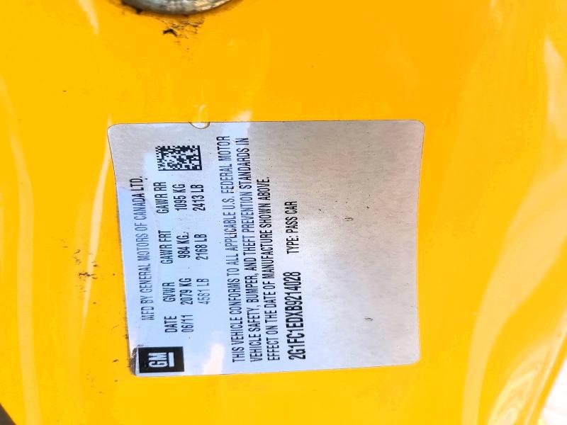 Aukcja sprzedaży 2011 Chevrolet Camaro, vin: 2G1FC1EDXB9214028, numer aukcji: 61748126