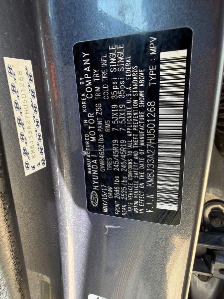 Aukcja sprzedaży 2017 Hyundai Tucson, vin: KM8J33A27HU501268, numer aukcji: 60892306