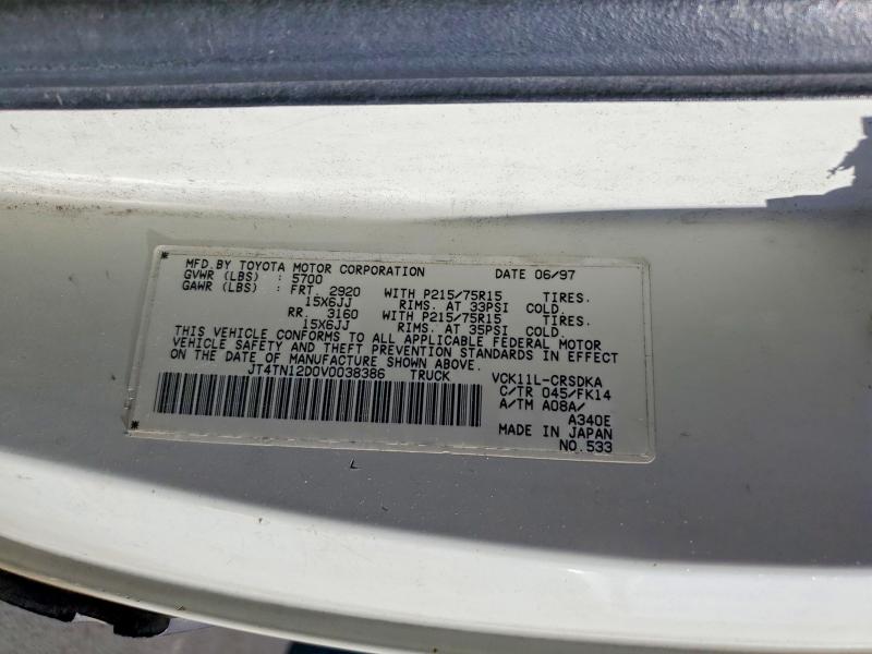 Aukcja sprzedaży 1997 Toyota T100, vin: JT4TN12D0V0038386, numer aukcji: 61384686