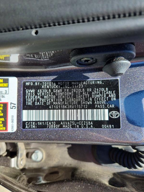 Aukcja sprzedaży 2024 Toyota Camry, vin: 4T1G11BK3RU115712, numer aukcji: 60526016
