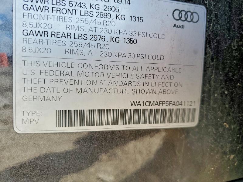 2015 Audi Q5 მანქანა იყიდება აუქციონზე, vin: WA1CMAFP5FA041121, აუქციონის ნომერი: 62853106
