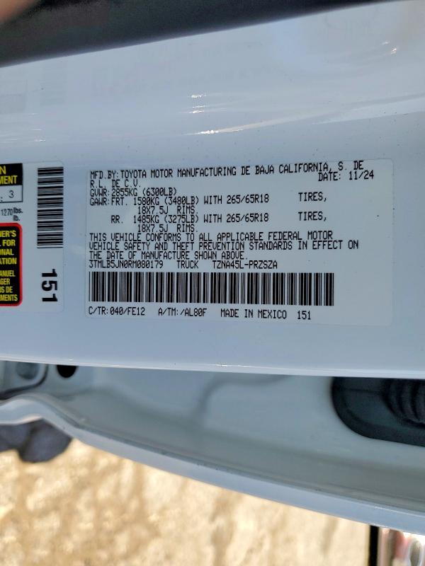 60698176 :رقم المزاد ، 3TMLB5JN0RM080179 vin ، 2024 Toyota Tacoma مزاد بيع
