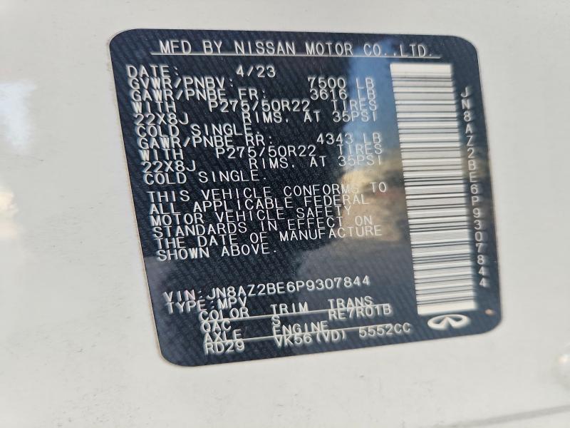 Продаж на аукціоні авто 2023 Infiniti Qx80, vin: JN8AZ2BE6P9307844, номер лоту: 62947126