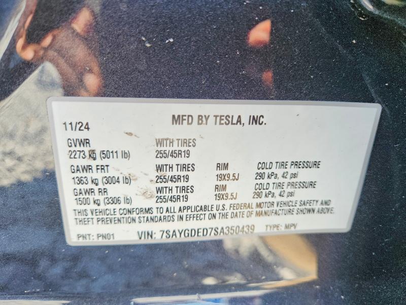 Aukcja sprzedaży 2025 Tesla Model Y, vin: 7SAYGDED7SA350439, numer aukcji: 60278786