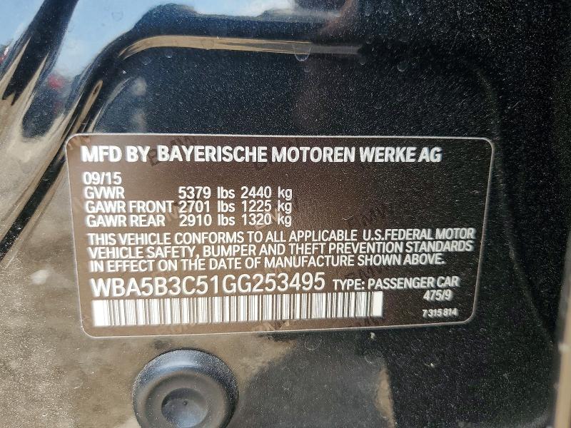 Aukcja sprzedaży 2016 Bmw 535, vin: WBA5B3C51GG253495, numer aukcji: 61066596