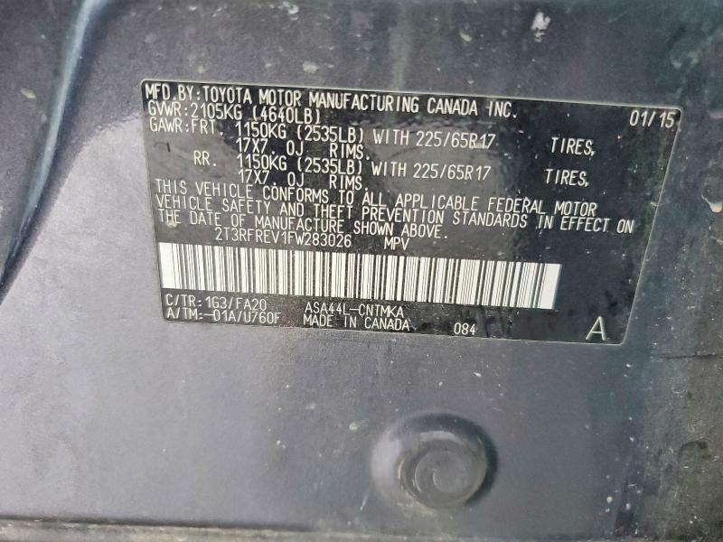 2015 Toyota Rav4 მანქანა იყიდება აუქციონზე, vin: 2T3RFREV1FW283026, აუქციონის ნომერი: 62636756