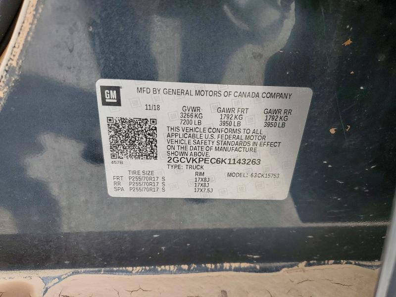 62607466 :رقم المزاد ، 2GCVKPEC6K1143263 vin ، 2019 Chevrolet Silverado Ld مزاد بيع
