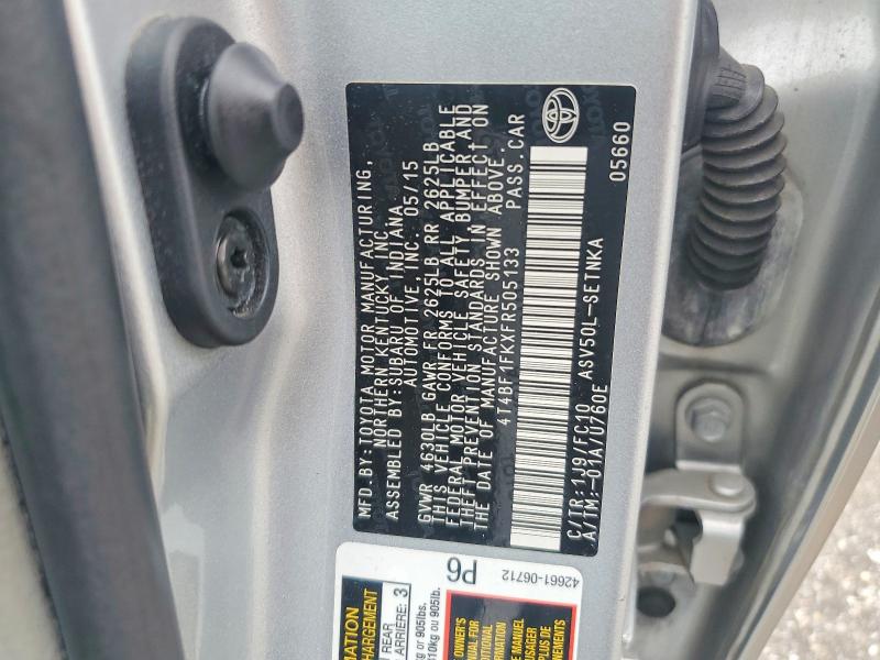 Aukcja sprzedaży 2015 Toyota Camry, vin: 4T4BF1FKXFR505133, numer aukcji: 60356016