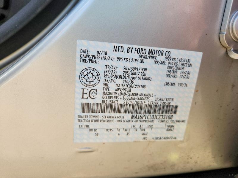 Продажа на аукционе авто 2018 Ford Ecosport, vin: MAJ6P1CL0JC233108, номер лота: 62243336