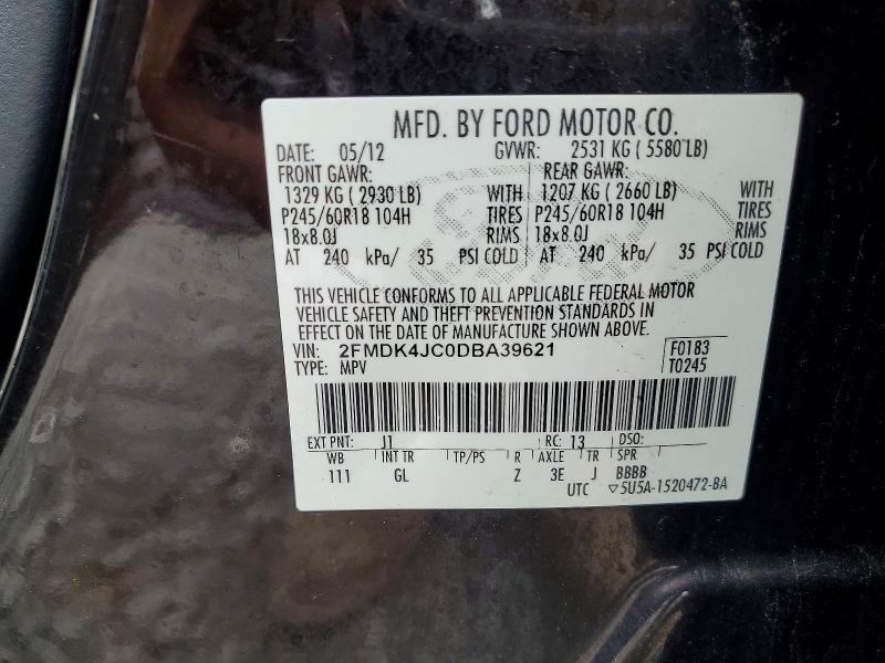 Aukcja sprzedaży 2013 Ford Edge, vin: 2FMDK4JC0DBA39621, numer aukcji: 61423536