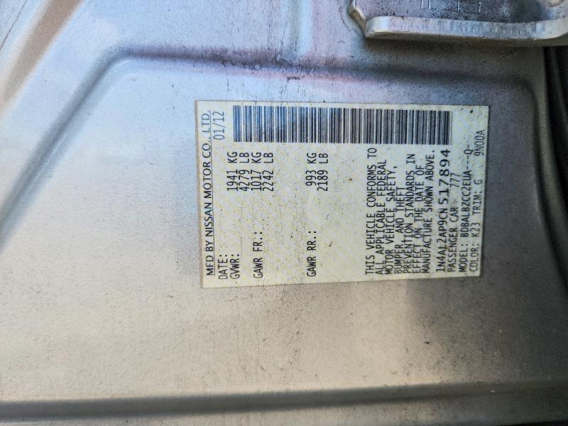 Aukcja sprzedaży 2012 Nissan Altima, vin: 1N4AL2AP9CN517894, numer aukcji: 59135396
