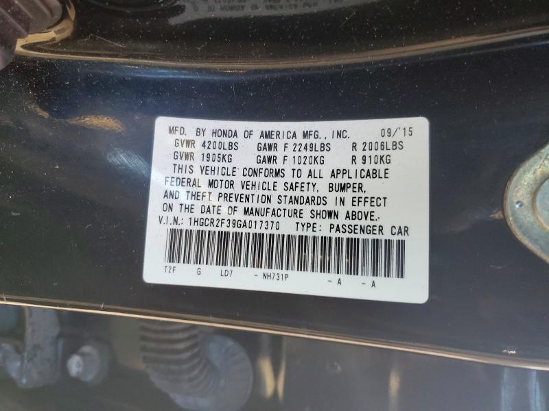 Продажа на аукционе авто 2016 Honda Accord, vin: 1HGCR2F39GA017370, номер лота: 60463216