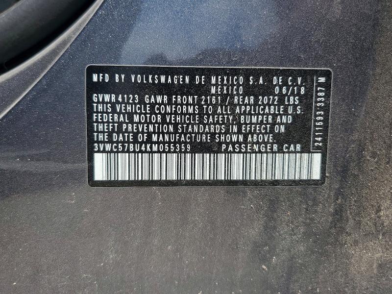 Продаж на аукціоні авто 2019 Volkswagen Jetta, vin: 3VWC57BU4KM055359, номер лоту: 61233596