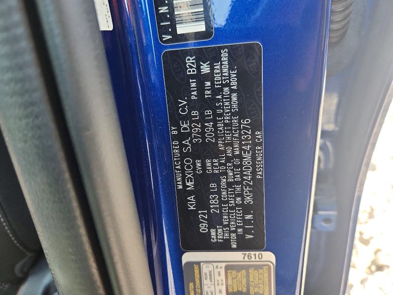 61002946 :رقم المزاد ، 3KPF24AD8ME413276 vin ، 2021 Kia Forte مزاد بيع