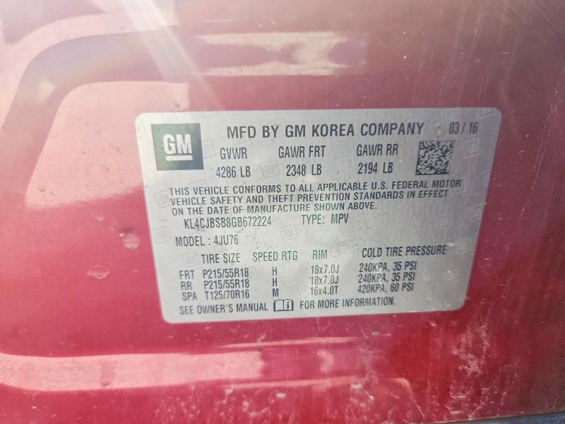 Продажа на аукционе авто 2016 Buick Encore, vin: KL4CJBSB8GB672224, номер лота: 60658856