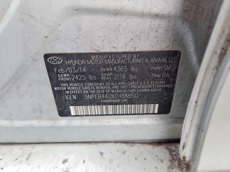59842036 :رقم المزاد ، 5NPEB4ACXEH888511 vin ، 2014 Hyundai Sonata مزاد بيع