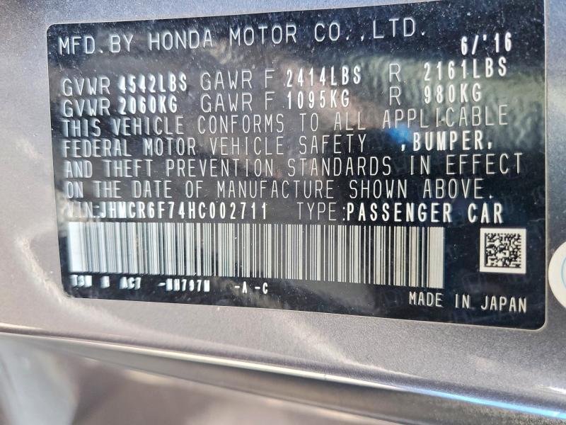 61623716 :رقم المزاد ، JHMCR6F74HC002711 vin ، 2017 Honda Accord مزاد بيع