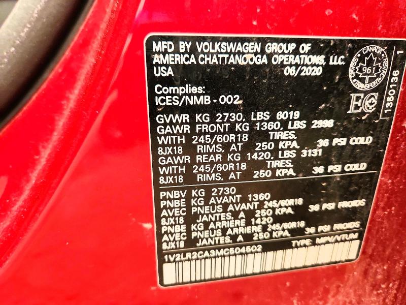 Продажа на аукционе авто 2021 Volkswagen Atlas, vin: 1V2LR2CA3MC504502, номер лота: 61309976