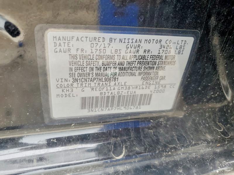 Продаж на аукціоні авто 2017 Nissan Versa, vin: 3N1CN7AP7HL906781, номер лоту: 60789956