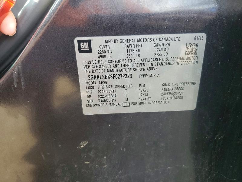 2015 Gmc Terrain მანქანა იყიდება აუქციონზე, vin: 2GKALSEK3F6272323, აუქციონის ნომერი: 61823476