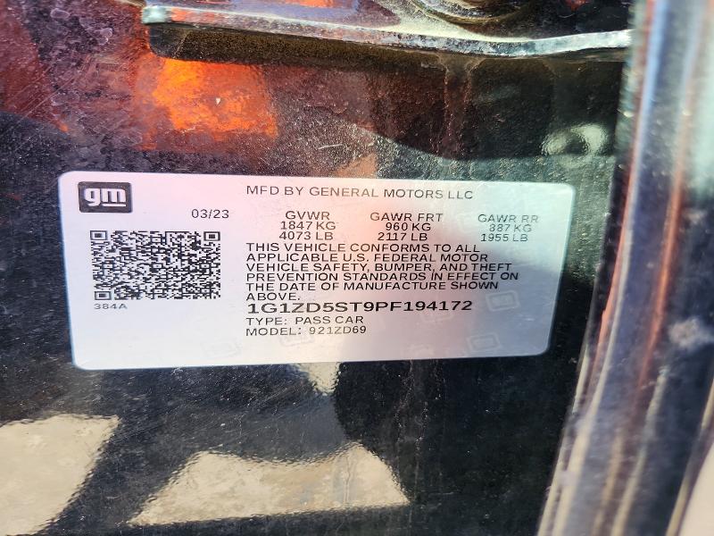 2023 Chevrolet Malibu მანქანა იყიდება აუქციონზე, vin: 1G1ZD5ST9PF194172, აუქციონის ნომერი: 61153616