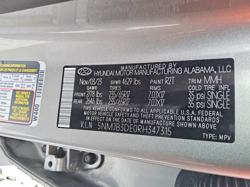 Продаж на аукціоні авто 2024 Hyundai Tucson, vin: 5NMJB3DE0RH347315, номер лоту: 60363666