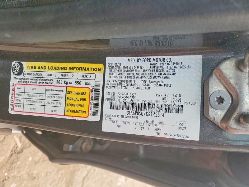Aukcja sprzedaży 2016 Ford Fusion, vin: 3FA6P0SU7GR142514, numer aukcji: 61572476