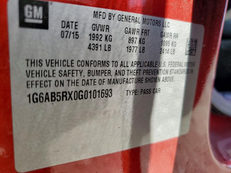 2016 Cadillac Ats მანქანა იყიდება აუქციონზე, vin: 1G6AB5RX0G0101693, აუქციონის ნომერი: 59304906