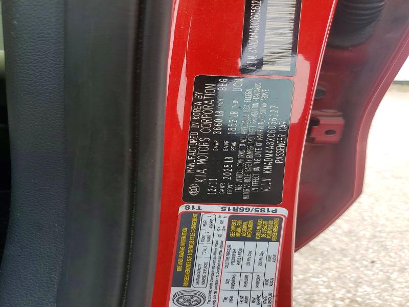 62596136 :رقم المزاد ، KNADM4A3XC6056127 vin ، 2012 Kia Rio مزاد بيع
