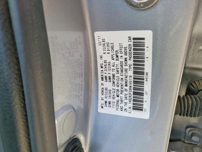 Продаж на аукціоні авто 2017 Honda Accord, vin: 1HGCR2F3XHA185116, номер лоту: 62106036